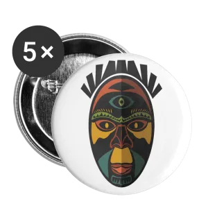 AFRICAN MASK 3 Buttons small 1'' (5-pack)