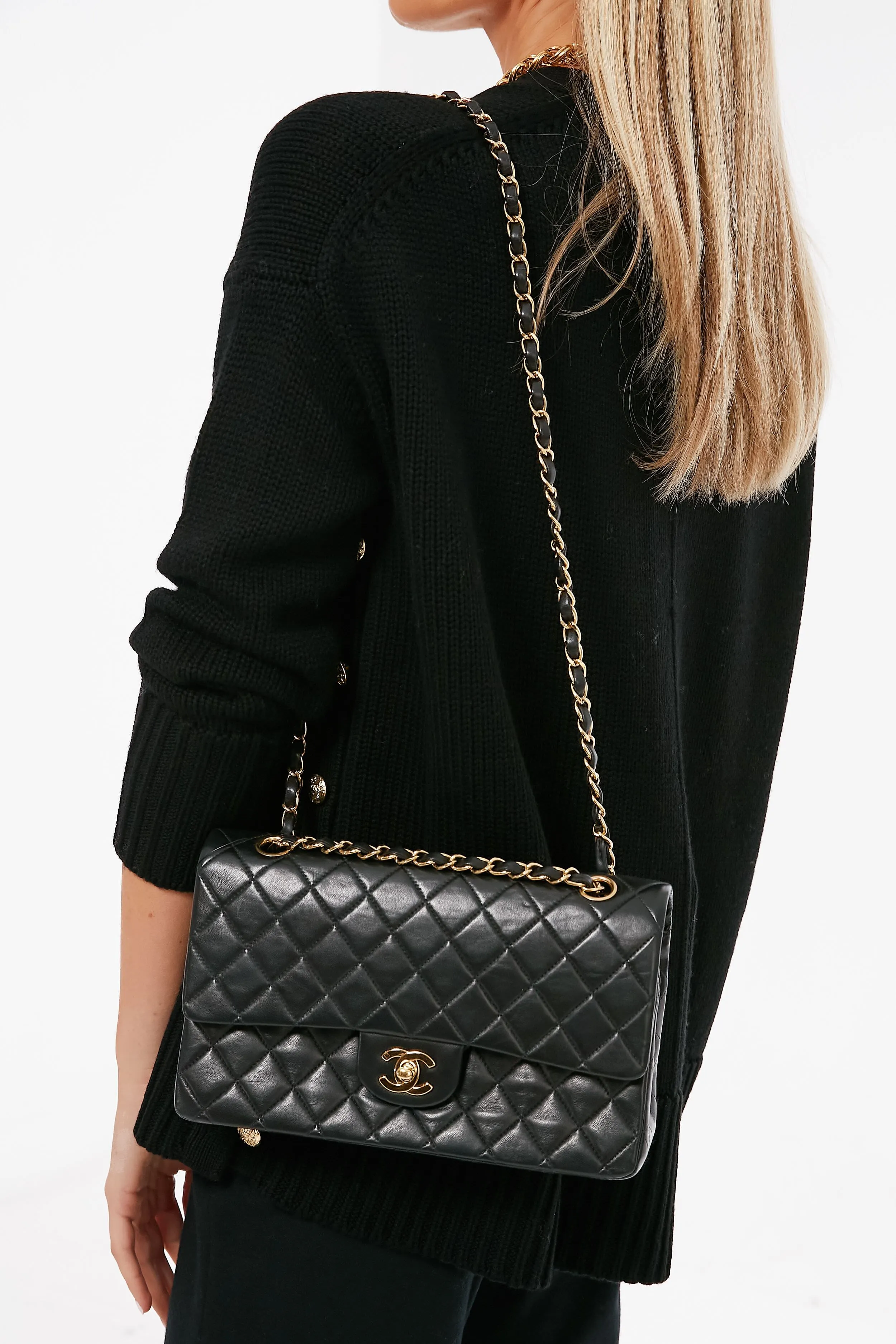 CHANEL Black Classic Matelasse 25 Shoulder Bag