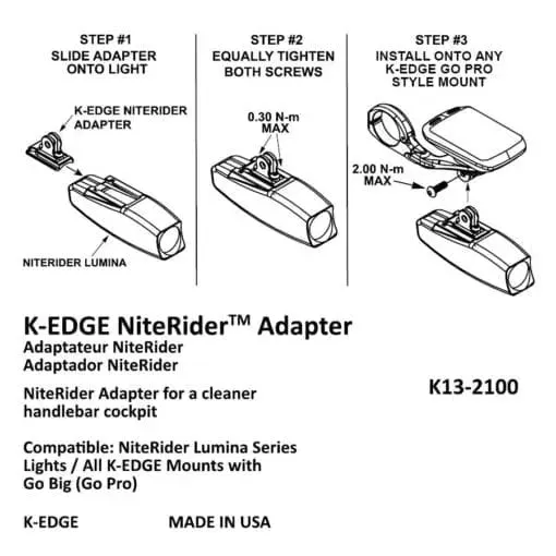 K-Edge NiteRide Light Adapter