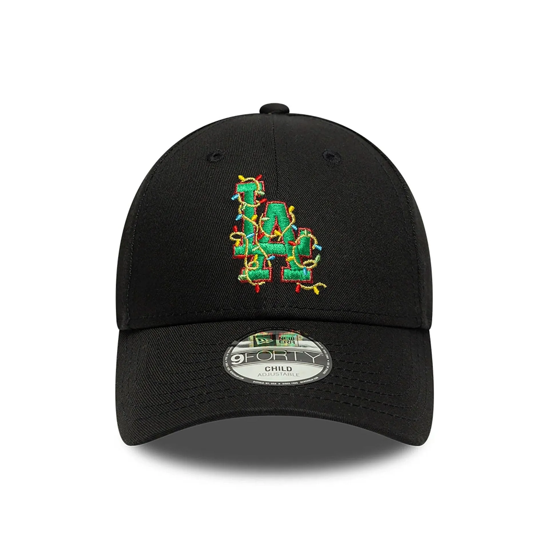 LA Dodgers Child Christmas Lights Black 9FORTY Adjustable Cap NEW ERA