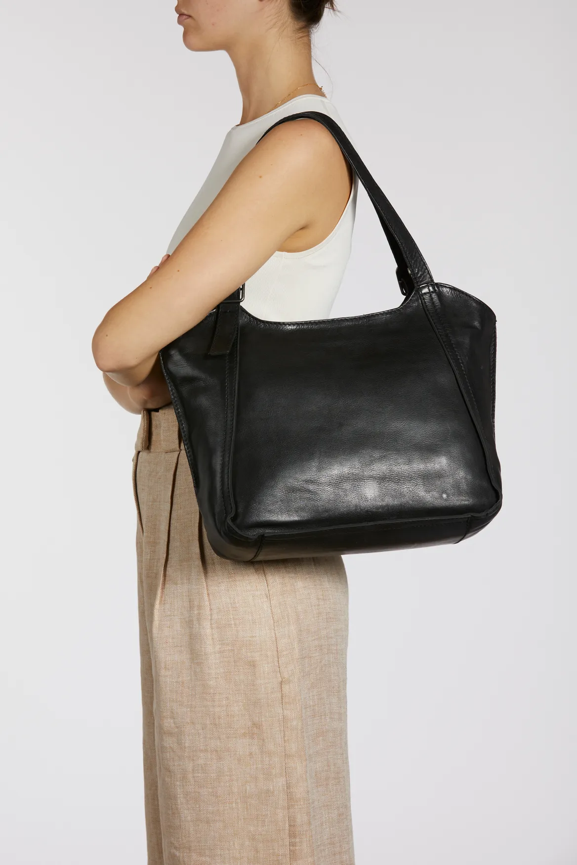 Maya Leather Buckle Tote Bag Strandbags