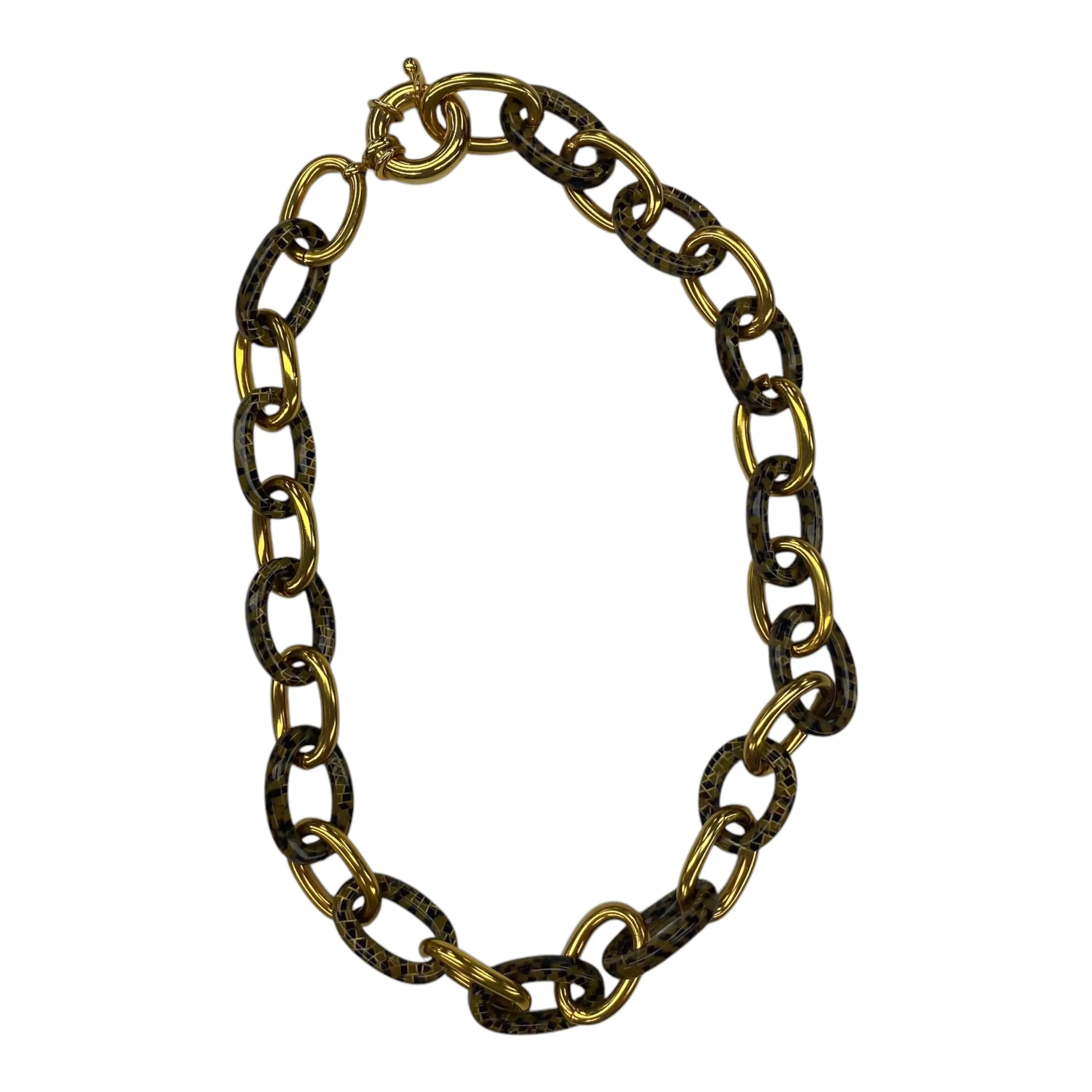 Necklace Chain By Cmf In Brown & Gold