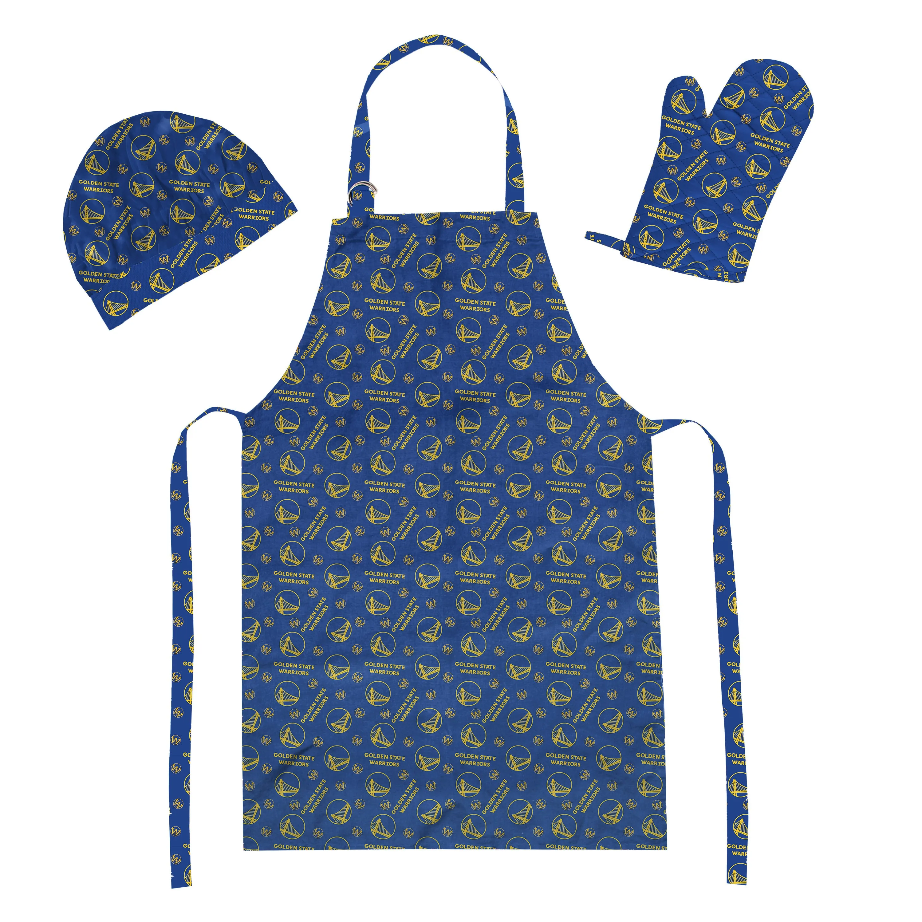 Northwest NBA Golden State Warriors Tide Scatter Print 3 Piece Chef Set