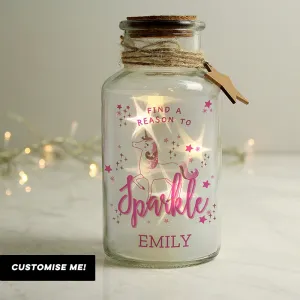 Personalised Unicorn LED Glass Jar (MRK-iD)