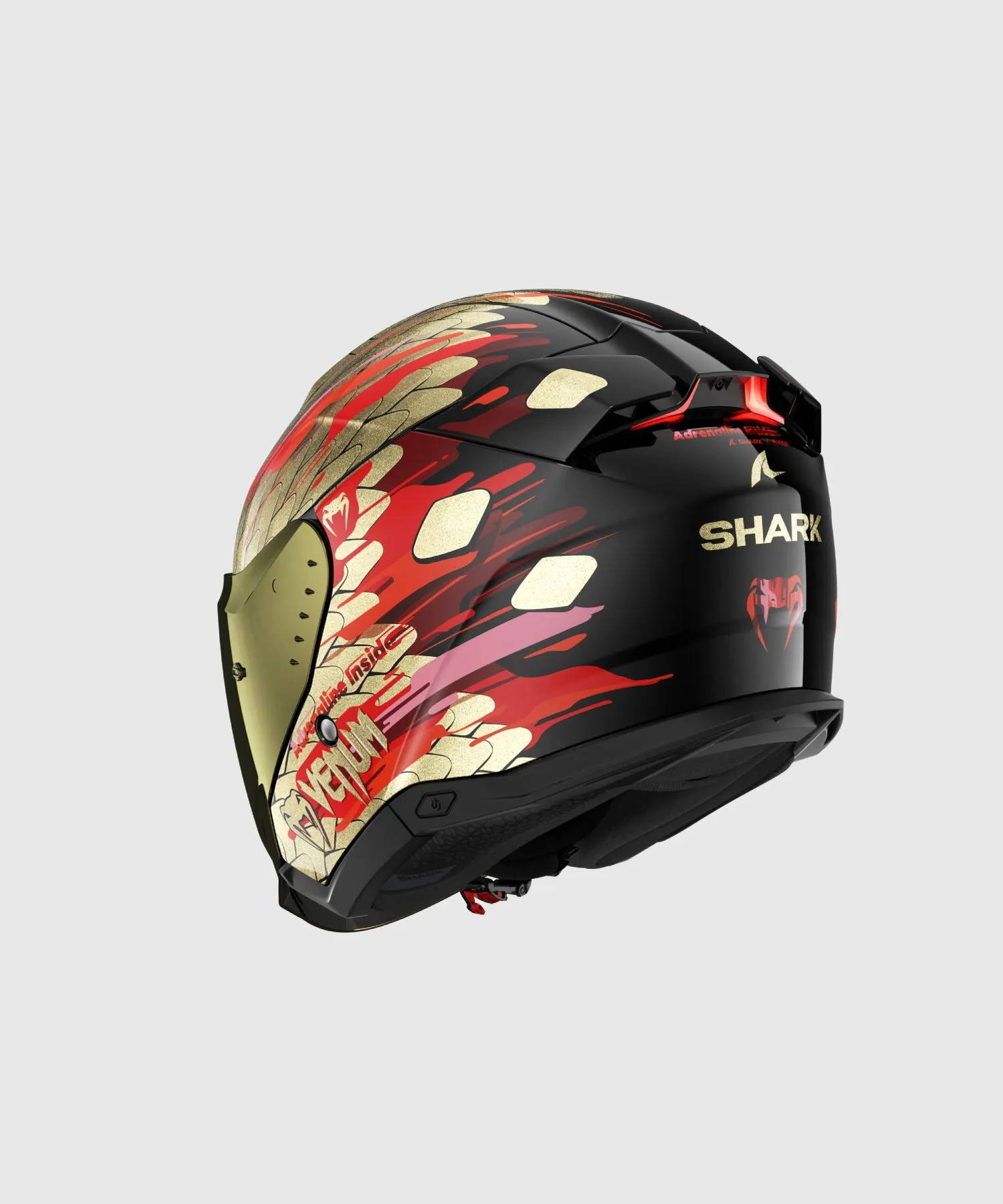 Venum x Shark SKWAL i3 JET Motorcycle Helmet - Red/Gold